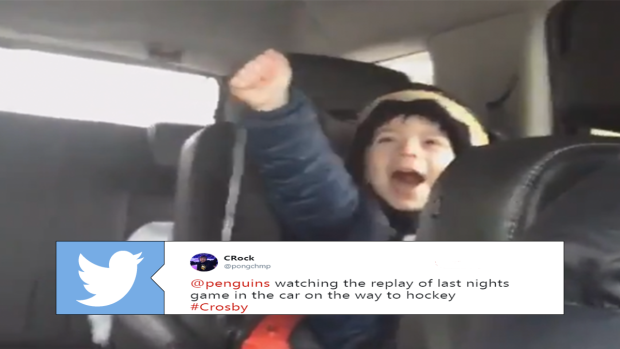 Kid celebrates Crosby OT winner