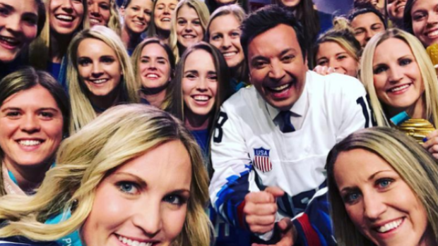 U.S. women's team with Jimmy Fallon