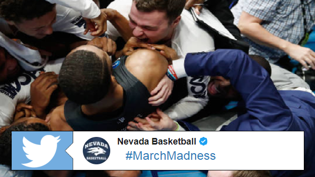 Nevada Wolf Pack players celebrate their victory over the Cincinnati Bearcats.