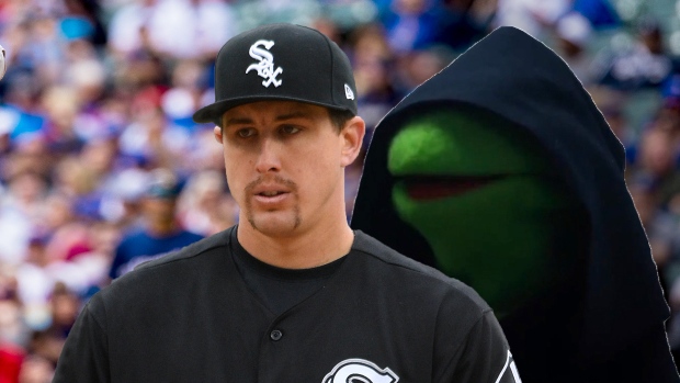 Derek Holland acts as Kermit the frog.