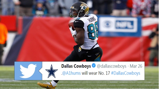 New Cowboys wide receiver Allen Hurns to wear No. 17 jersey to