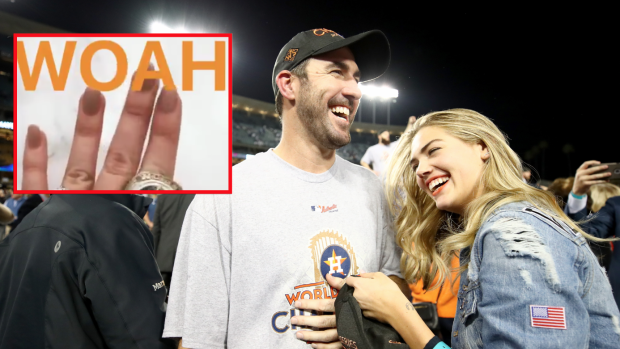 Justin Verlander went to the Rockets game with Kate Upton and showed off  his new World Series ring