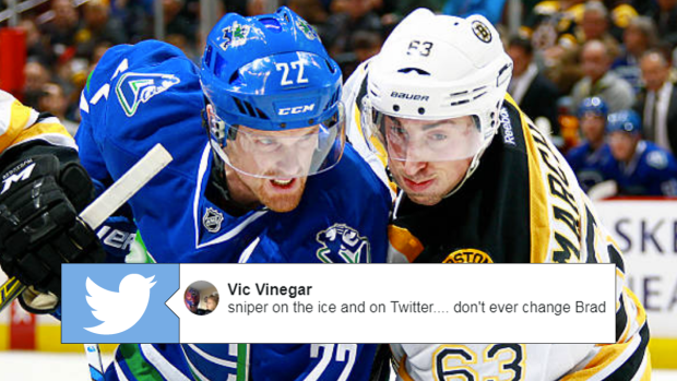 Marchand sarcastically brings conversation back to 2011 while ...