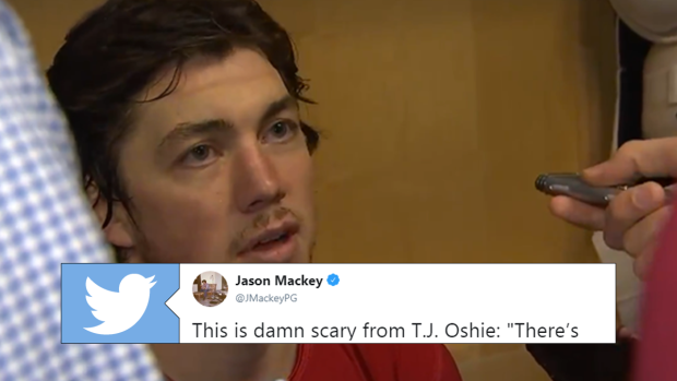 T.J. Oshie Has Iconic Reaction To Tom Wilson's New Contract With