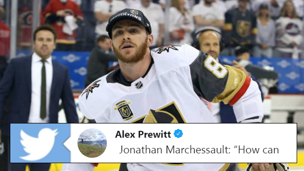 Vegas Golden Knights forward Jonathan Marchessault after winning the Western Conference Finals.