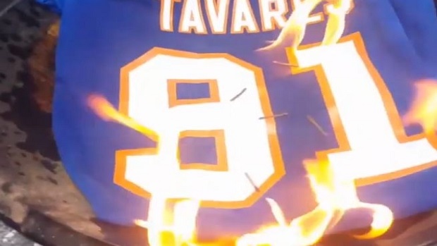 burning their John Tavares merchandise 