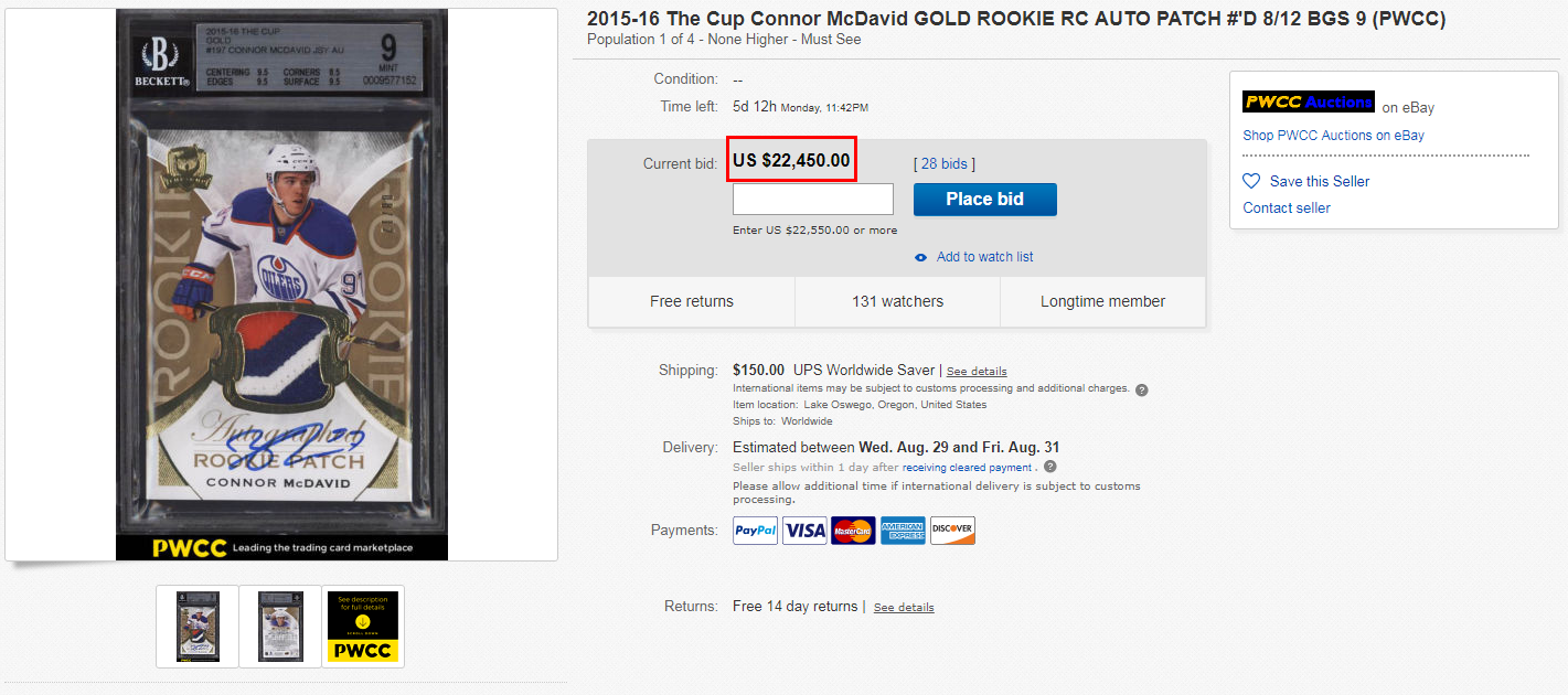 UPDATE: McDavid's most valuable rookie card is about to sell for an absurd  price - Article - Bardown
