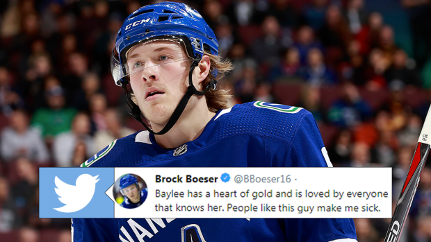 Brock Boeser helped get a hateful Twitter user suspended by shaming ...