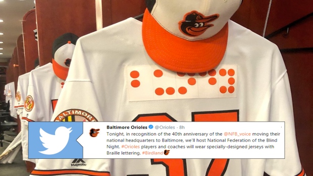 Tonight, the @Orioles became the first pro team to wear uniforms