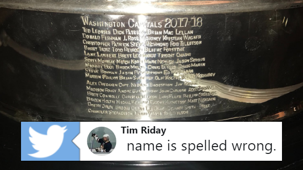 Capitals' Names Engraved On Stanley Cup