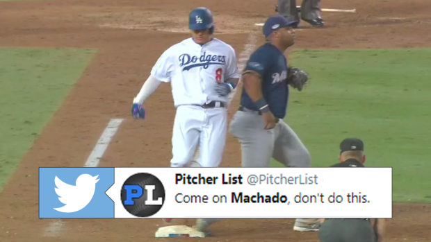 Dodgers' Manny Machado fined by MLB for kicking Brewers 1B Jesus Aguilar –  The Denver Post