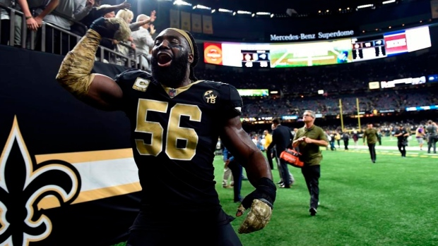 This view of Demario Davis taking the field 