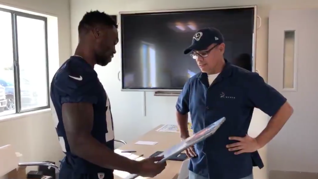 LA Rams' Brandin Cooks surprises team janitor with Super Bowl tickets