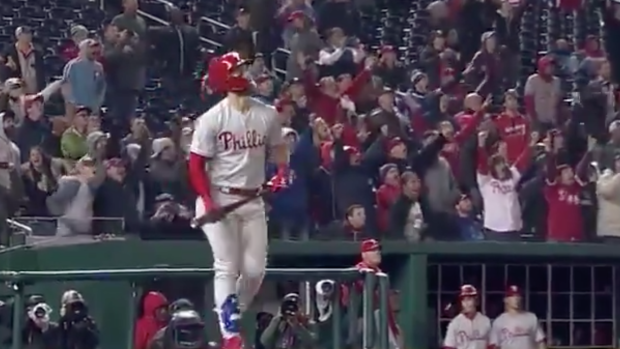 Bryce Harper bat flip after home run in Washington : r/baseball