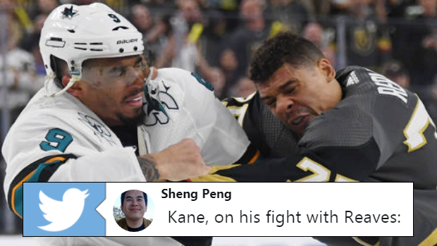 Evander Kane and Ryan Reaves exchange punches in Game 3.