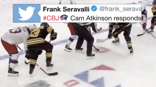 Cam Atkinson had the perfect response to Brad Marchand stepping on