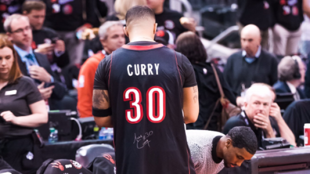 Complex Sneakers on X: .@Drake rocking the Dell Curry Raptors jersey and  Vince's Shox BB4 PEs for Game 1. 📸: @YahooCASports   / X