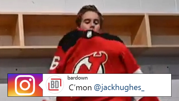 Jack Hughes puts his jersey on before his skates... What?!