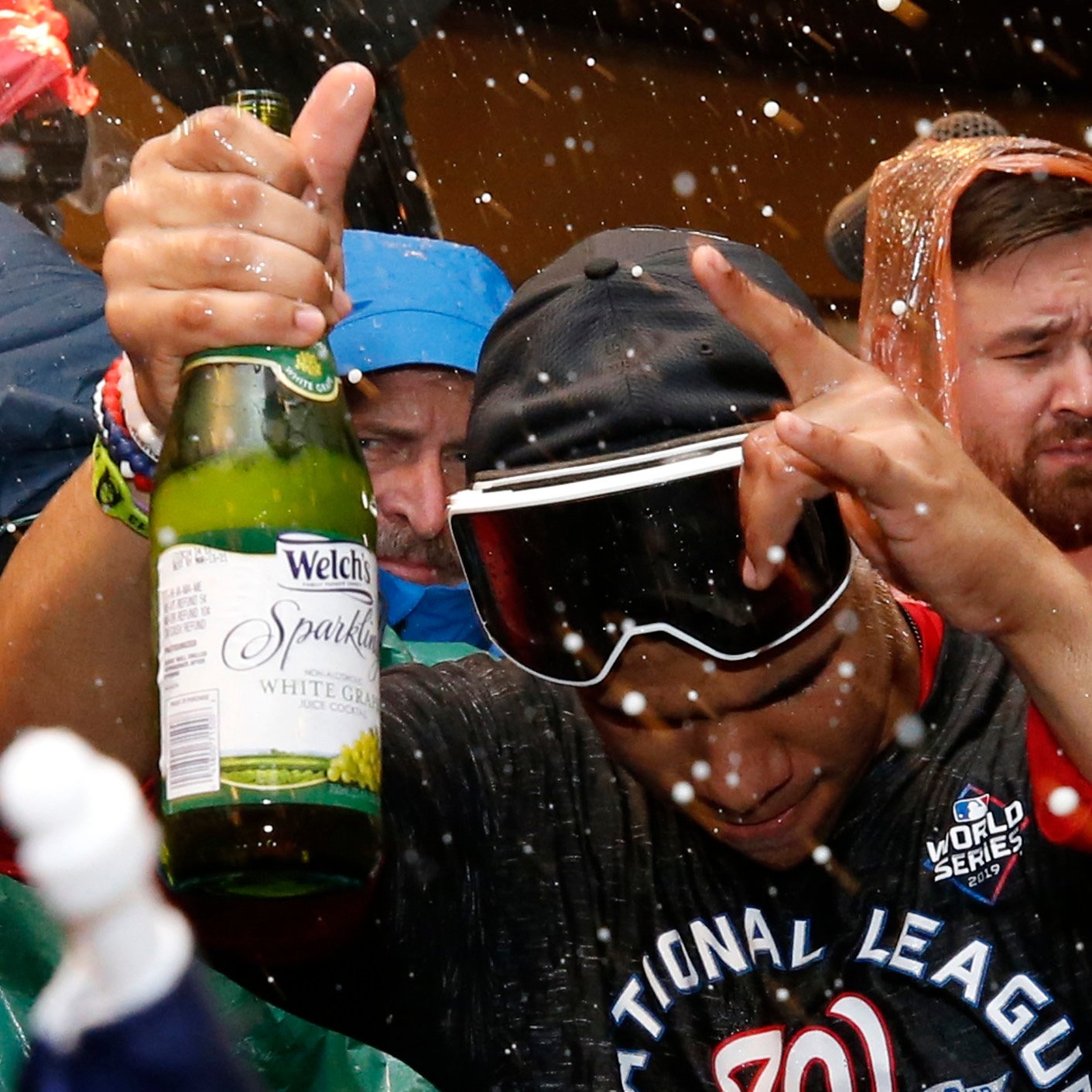 Juan Soto celebrates World Series with first beer