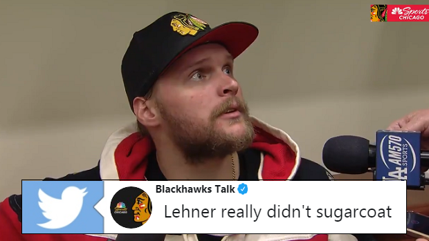 Robin Lehner after the Blackhawks' 3-2 win over the Ducks.