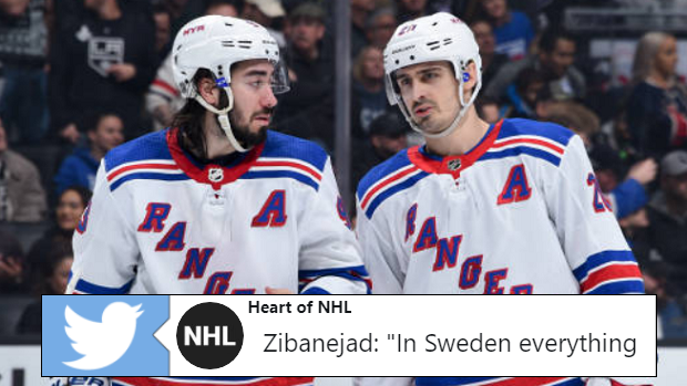 New Yorks Rangers forwards Mika Zibanejad and Chris Kreider.