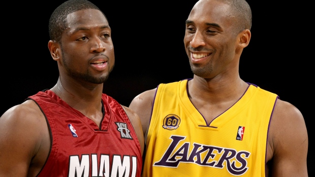 Dwyane Wade , Kobe Bryant , (Photo by Stephen Dunn/Getty Images)