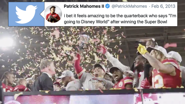 Super Bowl 2020: Chiefs' Patrick Mahomes fulfills dream, visits Disney  World seven years after prescient tweet 