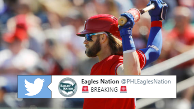 Bryce Harper jokes he'll play for the Eagles if baseball season