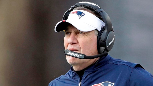 Bill Belichick wearing patch on visor to honor Fritz Pollard