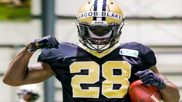 Saints hold practice with Jacob Blake's name on players' helmets