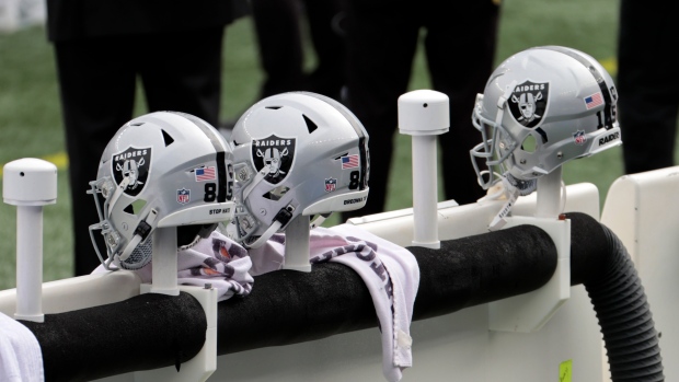 Las Vegas Raiders helmets