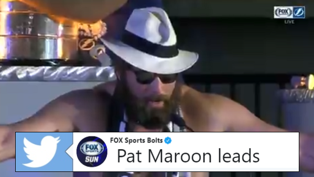 The moment Pat Maroon put a baby in the Cup during the Blues parade