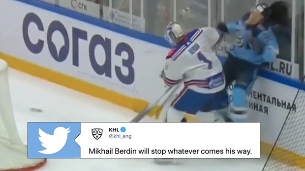 Jets Goalie Prospect Lays Out His Opponent Behind The Net Article Bardown - khl net roblox
