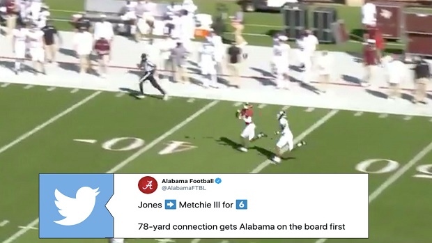 Canadian receiver John Metchie III scores first career NCAA touchdown on  78-yard reception for Alabama - 3DownNation