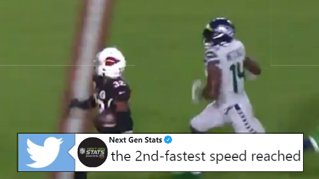 The Checkdown on X: DK hit 22.64 MPH on that TD saving tackle, the  2nd-fastest speed on a tackle this season 😱 @dkm14 @Seahawks 📺 #SEAvsAZ  on NBC  / X