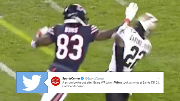 Moment Bears receiver Javon Wims sucker punches Saints safety CJ