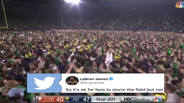 Notre Dame fans storm field