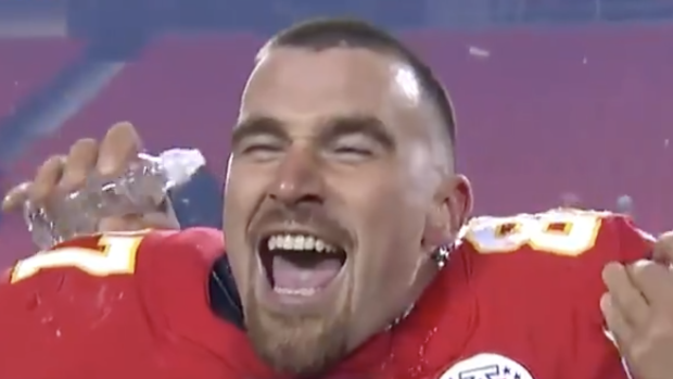 super bowl post game interview travis kelce