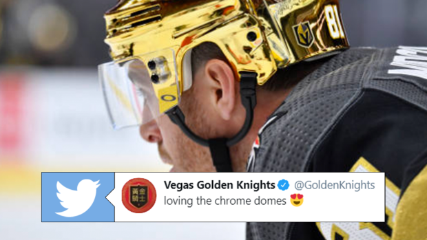 Yes or no on these shiny gold helmets? : r/nhl