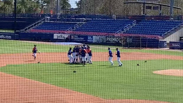 Mets mimic World Series celebration during spring training drill