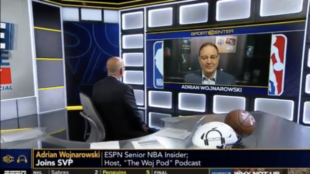 Wojnarowski drops a Woj bomb live on air in the middle of a SportsCenter appearance 