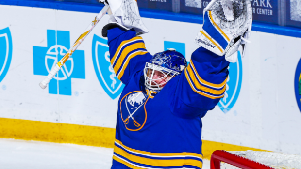 The absolute best shot was captured of Linus Ullmark on the jumbotron ...