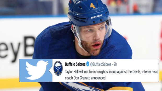 Taylor Hall is a healthy scratch tonight and Twitter is buzzing about ...