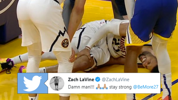 NBA players take to Twitter after Jamal Murray appears to suffer bad ...