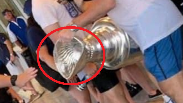 Oops, where did that dent come from? Damage to the Stanley Cup is