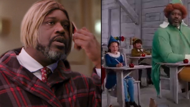 Shaq recreating Christmas movie scenes