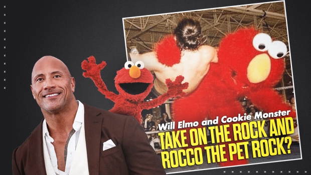 Dwayne "The Rock" Johnson tapped into Elmo's feud with Rocco, a pet rock from Sesame Street