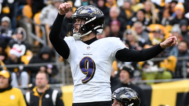 Uniform Worn by Ravens Kicker Justin Tucker on Display at Hall of Fame