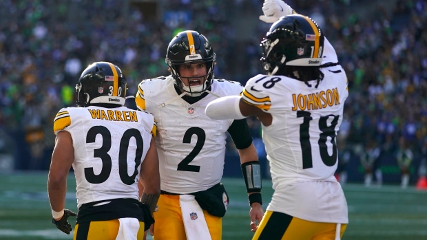 Mason Rudolph celebrates