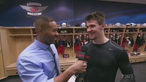 Cabbie with Winnipeg Jets forward Mark Scheifele